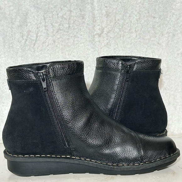 Clarks Womens Black Leather Michela Petal Side Zip Ankle Boots Booties SZ US 9 - Picture 6 of 12